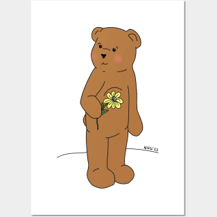 Teddy Bear With Flower Posters and Art